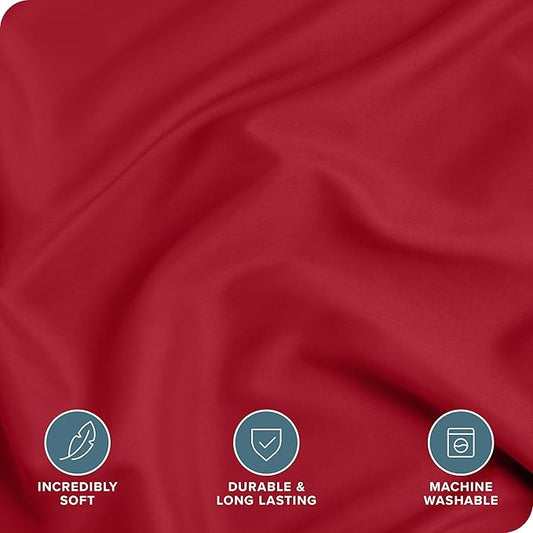 Bare Home Bedding Duvet Cover Oversized Queen Size - Premium 1800 Super Soft Collection - Lightweight, Cooling Duvet Cover - Soft Breathable Bedding (Oversized Queen, Red)