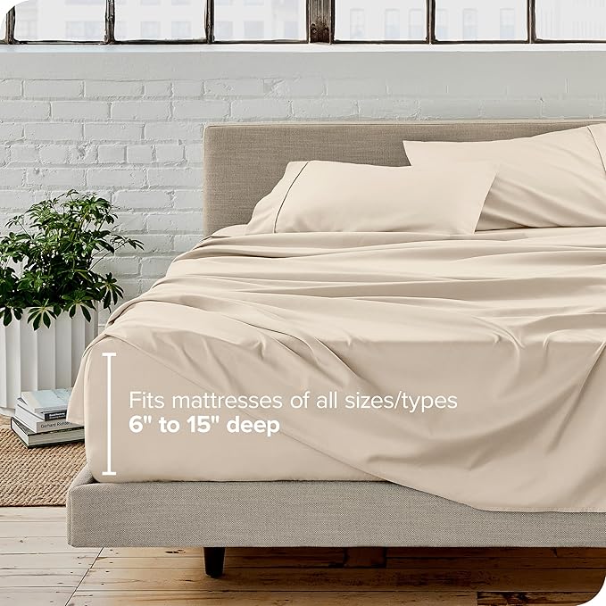 Bare Home Twin XL Sheet Set - College Dorm Size - Luxury 1800 Ultra-Soft Microfiber Twin Extra Long Bed Sheets - Deep Pockets - Easy Fit - Extra Soft - 3 Piece Set - Bed Sheets (Twin XL, Sand) BareHome