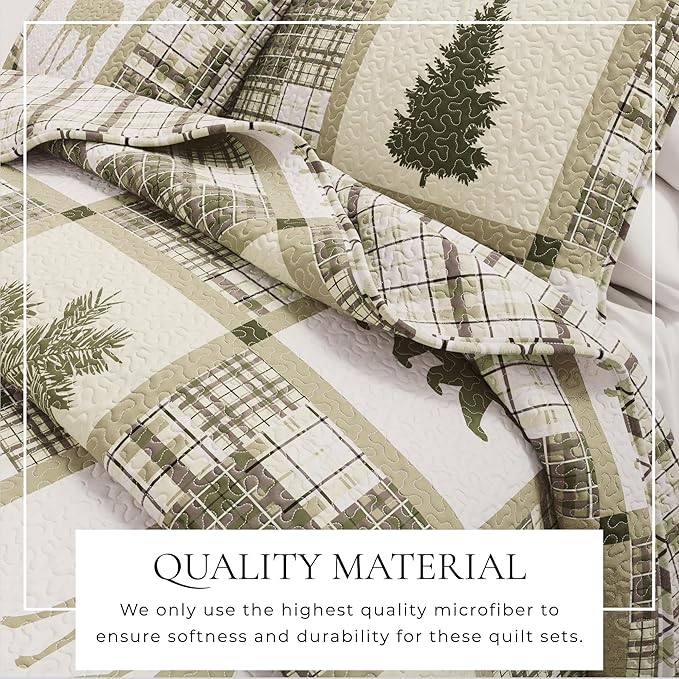 Great Bay Home Lodge Bedspread King Size Quilt with 2 Shams. Cabin 3-Piece Reversible All Season Quilt Set. Rustic Quilt Coverlet Bed Set. Stonehurst Collection.
