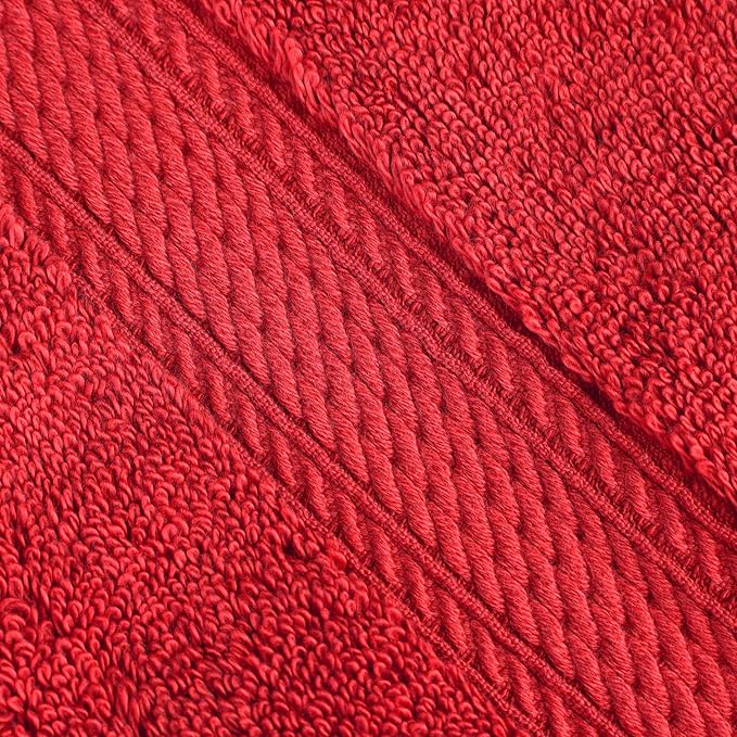 Superior Egyptian Cotton Pile Bath Sheet Set of 2, Ultra Soft Luxury Towels, Thick Plush Essentials, Absorbent Heavyweight, Guest Bath, Hotel, Spa, Home Bathroom, Shower Basics, Red