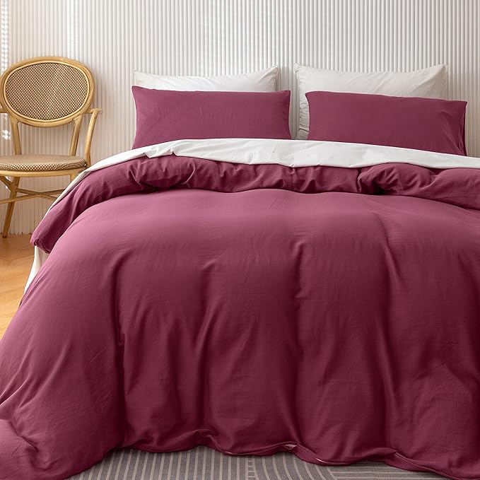 HeimenAogo Egyptian Cotton Duvet Cover Set King, Ultra Soft and Breathable Comforter Cover with Zipper Closure, High Thread Count Long Staple Cotton Blanket Cover 3pcs, Heather Rose