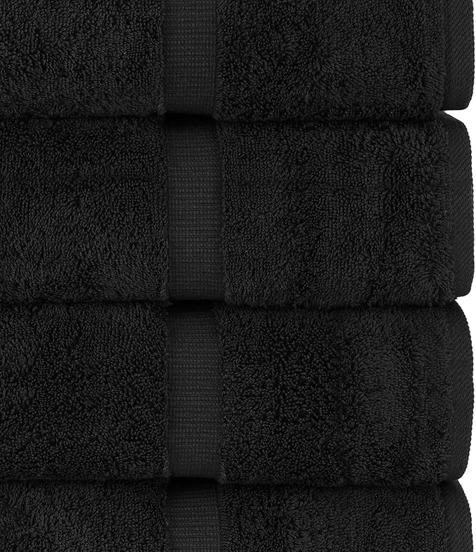 Chakir Turkish Linens | Hotel & Spa Quality 100% Cotton Premium Turkish Towels | Soft & Absorbent (3-Piece Towel Sets, Black)