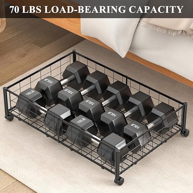 Under Bed Storage with Wheels, 360° Rotating, No-Assembly Underbed Storage Containers, 1 PACK