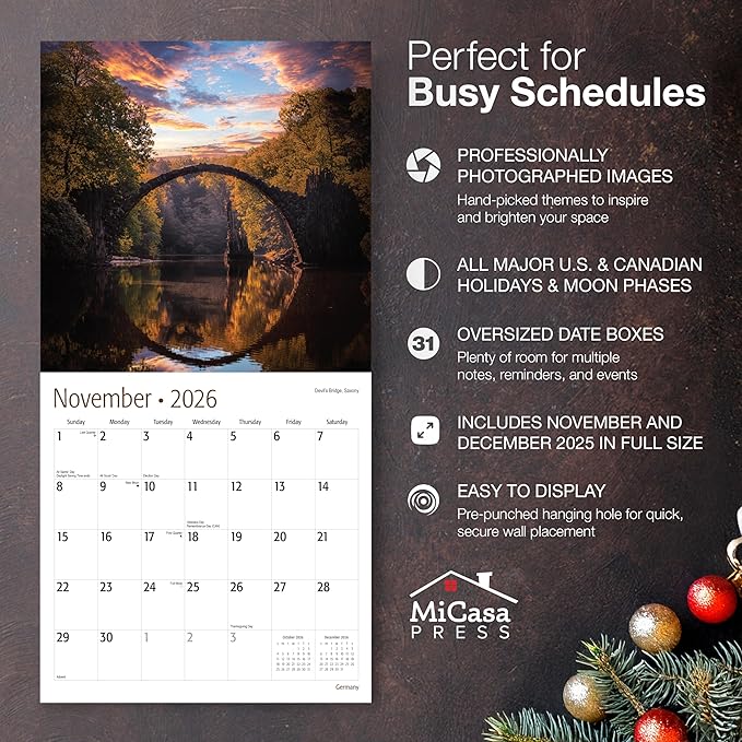 MICASA PRESS Germany 2026 Wall Calendar 12 Month | 12" x 24" Open | Thick & Sturdy Paper | Holiday Gift | Europe Travel Calendar 2026