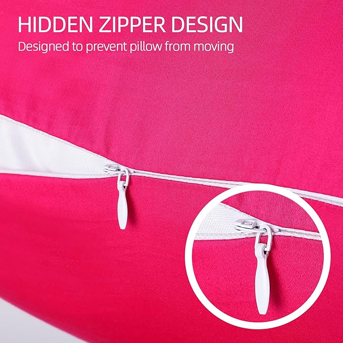 400 Thread Count Cotton Pillow Case King with Zipper, 40" L x 20" W, Cotton Pillow Protectors Cover- Set of 2 - Hot Pink - Pillows Not Included