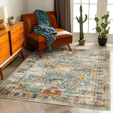 Area Rug 5'x7' Washable Vintage Traditional Floor Cover Foldable Thin Retro Kitchen Accent Indoor Distressed Non Slip Carpet for Bedroom Living Room