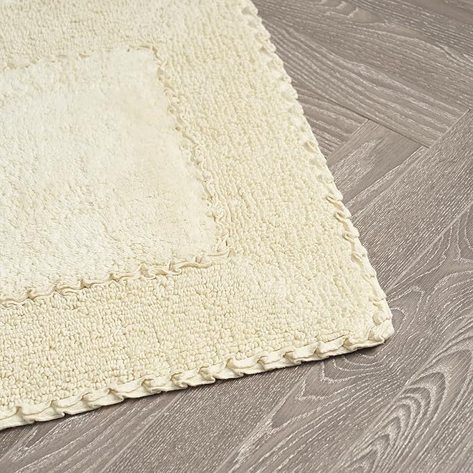 Laura Ashley Ruffle Border Yellow 27"x 45" 100% Cotton Bath Rug