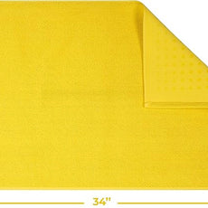 Cotton Paradise 100% Cotton Non Slip Bath Mats for Bathroom, 20x34 inch Soft Absorbent Quick Dry Machine Washable Floor Bath Mat, Yellow Bath Rug