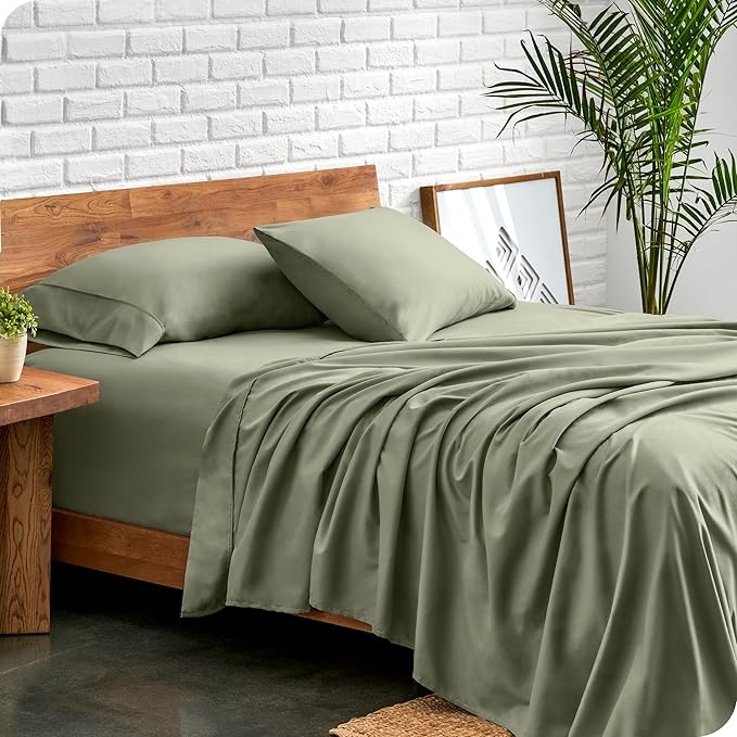 Bare Home Twin XL Sheet Set - 1800 Ultra-Soft Microfiber Twin Extra Long Bed Sheets - Double Brushed - Deep Pockets - Easy Fit - Extra Soft - 3 Piece Set - Bed Sheets & Pillowcases (Twin XL, Sage) BareHome