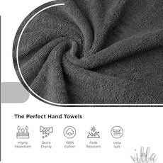 100% Cotton Hand Towel Set of 4, (16 x 28 inches) Sustainable, Soft, Highly Absorbent, Quick Drying, Combed Cotton Hand Towels Pack of 4 Ideal for Hotels, Spa, Bathroom, Dorm, Grey