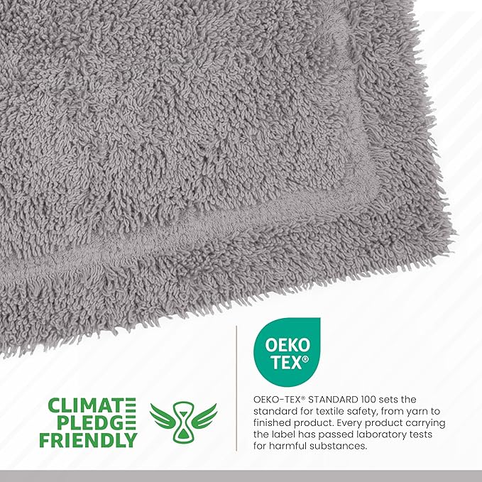 Martex 100% Cotton Ringspun Bath Rug | Super Soft | Super Absorbent | Essential Bathroom Rugs | Non-Slip Bath Mat | Quick Drying Bath Mat | Silver