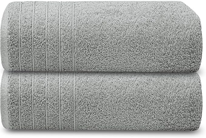 Tens Towels Pack of 2 Extra Large Bath Sheets 35 x 70 Inches, 100% Cotton, Larger & Lighter Weight, Quicker to Dry, Super Soft & Absorbent, Oversized Bath Towels, Cool Grey