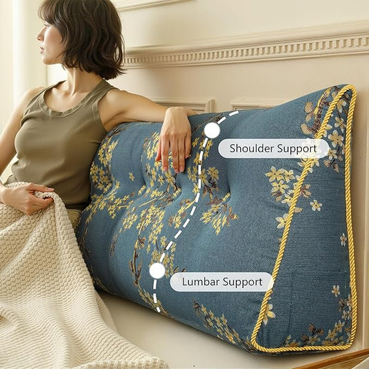 WOWMAX Headboard Pillow – King Size Reading Wedge Backrest for Bed, Handmade Firm Support Bolster Cushion with Removable Cover, Premium Bed Rest Pillow