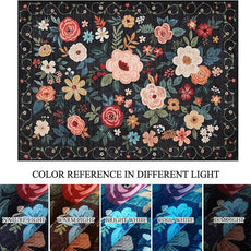 DUKINO 4x6 Feet Office Chair Mat, Lightweight Non Slip Washable Floral Area Rug, Indoor Low Pile & Non-Shedding Boho Design Rugs for Bedroom, Living Room, Dining Room, Black