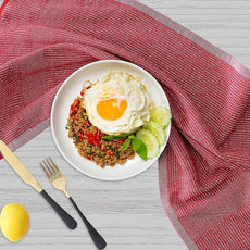 Homaxy Premium Kitchen Towels(18”x 28”, 6 Pack), Large Cotton Kitchen Hand Towels, Flat and Terry Dish Towels, 380 GSM Highly Absorbent Tea Towel Set with Hanging Loop, Red