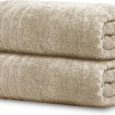 Tens Towels Pack of 2 Extra Large Bath Sheets 35 x 70 Inches, 100% Cotton, Larger & Lighter Weight, Quicker to Dry, Super Soft & Absorbent, Oversized Bath Towels, Beige