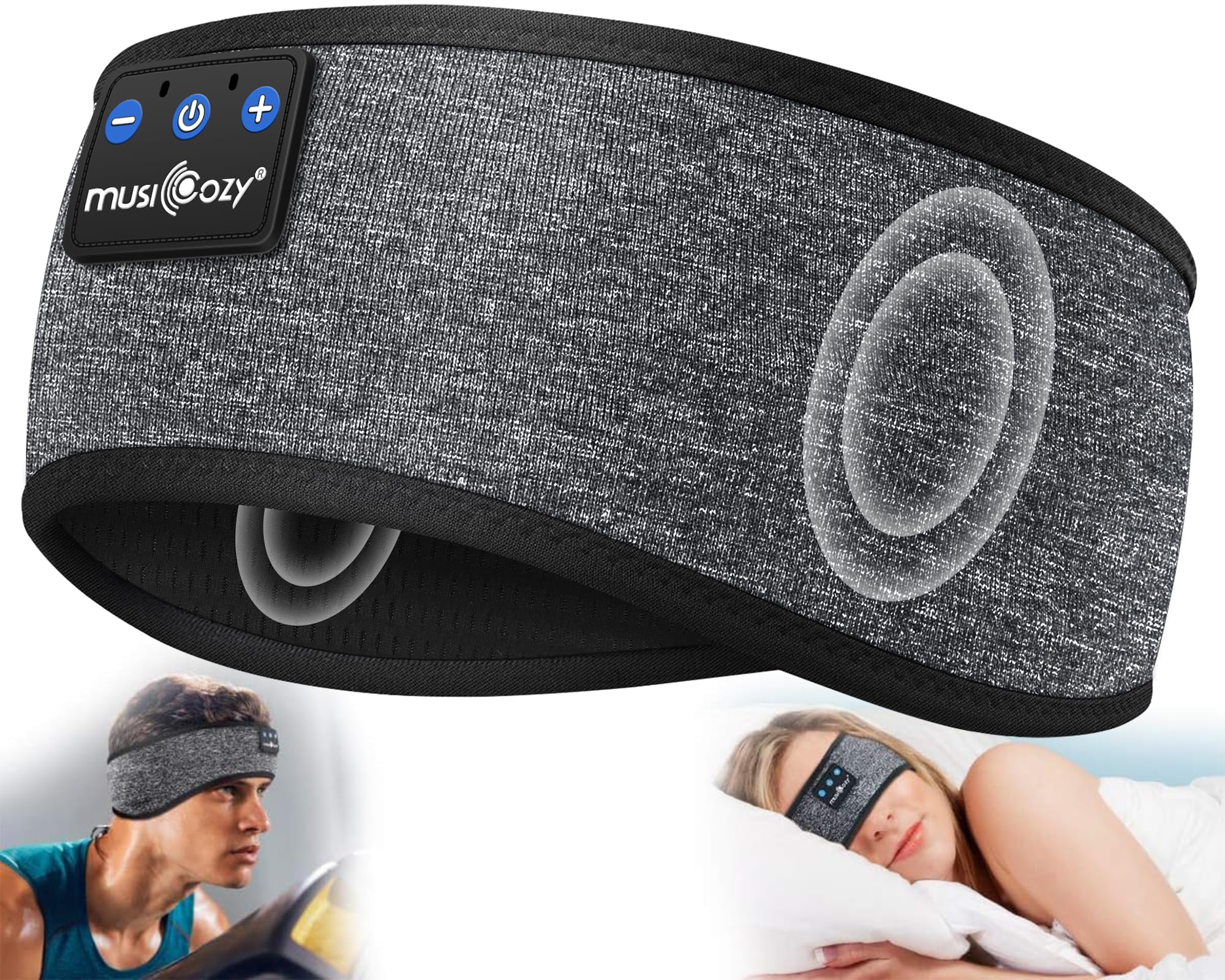 MUSICOZY Sleep Headphones Bluetooth 5.4 Headband, Sports Wireless Earphones Sweat Resistant Earbuds Sleeping Headphone with Ultra-Thin HD Stereo Speaker for Workout Running Cool Gadgets Unique Gifts Dormly