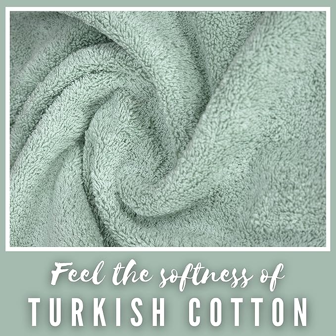 Personalized Towels, Luxury Turkish Genuine Cotton Monogrammed Towel Washcloths for Bathroom, Kitchen, Hotel, Spa, Gym & College Dorm, 2 Pack Washcloth Set for Body & Face, Baby and Adults, Green