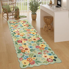 DUKINO 2.6x8 Runner Rug for Hallway, Washable Kitchen Rug with Non Slip Backing & Non-Shediing, Soft Low Pile Floral Design Runner for Bedroom, Kithchen, Living Room, Laundry, Bathroom, Green