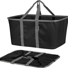 CleverMade Collapsible Laundry Tote - Midnight Black Shadow Gray 2-Pack 50L - Foldable Storage Organization Container for Clothes Laundry Room Storage