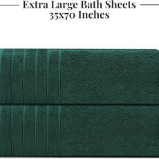 Tens Towels Pack of 2 Extra Large Bath Sheets 35 x 70 Inches, 100% Cotton, Larger & Lighter Weight, Quicker to Dry, Super Soft & Absorbent, Oversized Bath Towels, Hunter Green