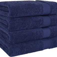 Cotton Paradise 4 Piece Turkish Bath Towels for Bathroom, 100% Cotton Extra Large Soft Plush Towels Bathroom Set, Navy Blue