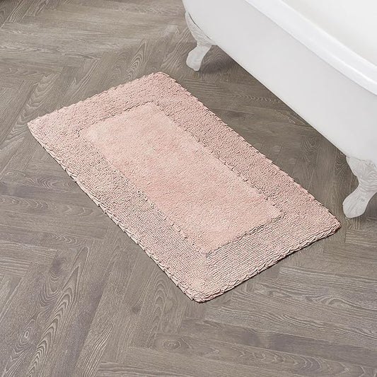 Laura Ashley Ruffle Border Blush Pink 27"x 45" 100% Cotton Bath Rug