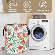 Cute Peach Laundry Basket Foldable Oxford Cloth Funny Tote Bag Laundry Hamper Clothes Storage Bucket Organizer For Bathroom/Laundry Storage/Bedroom Storage Basket 17.7x13.7 Inch
