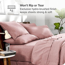 Bare Home Bed-in-A-Bag 7 Piece Comforter & Sheet Set - King - Goose Down Alternative - Ultra-Soft 1800 Premium - Bed Set - Cationic (King, Heathered Rosewood)