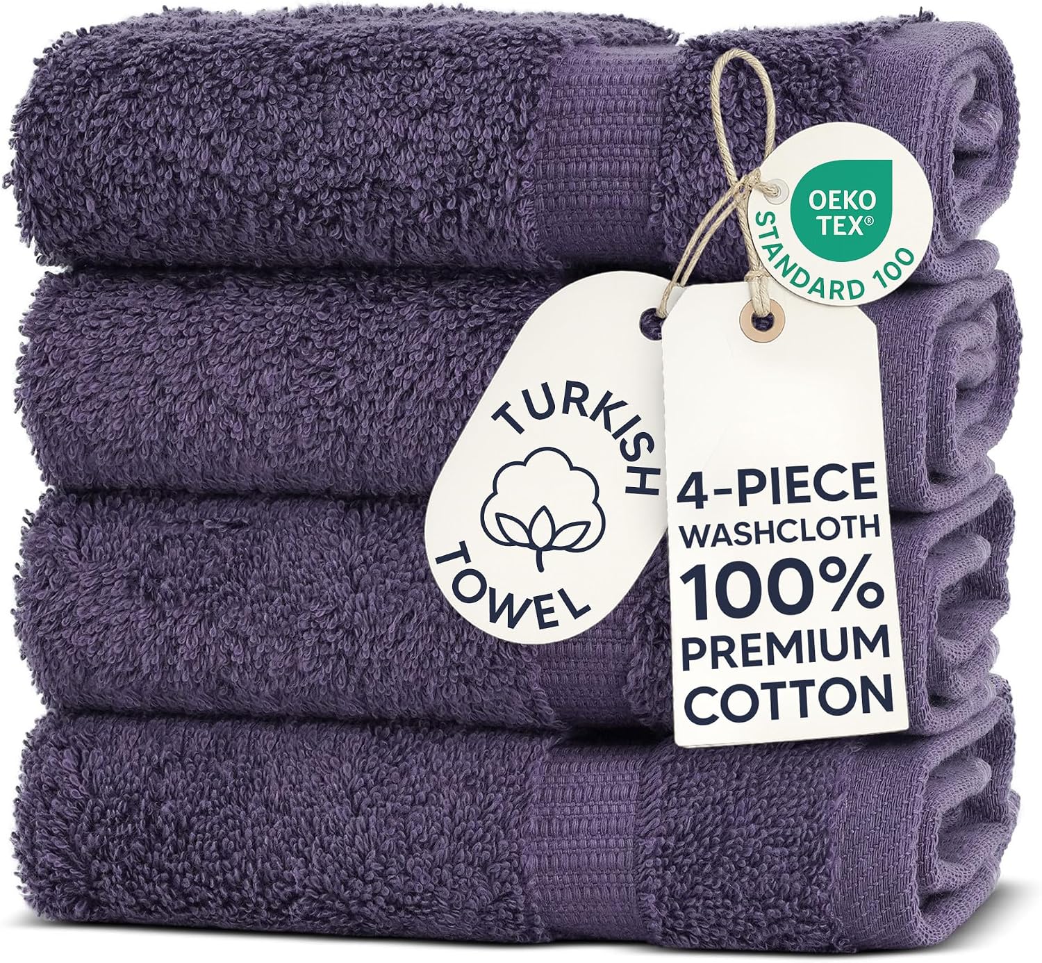 Chakir Turkish Linens 4 Piece Bath Towel Set, 100% Cotton Luxury Turkish Towels for Bathroom, Soft Absorbent Bath Towels, 27 x 54 Inches, Gray