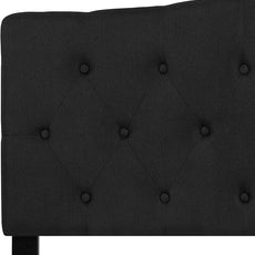 EMMA + OLIVER Tufted Upholstered Queen Size Headboard in Black Fabric