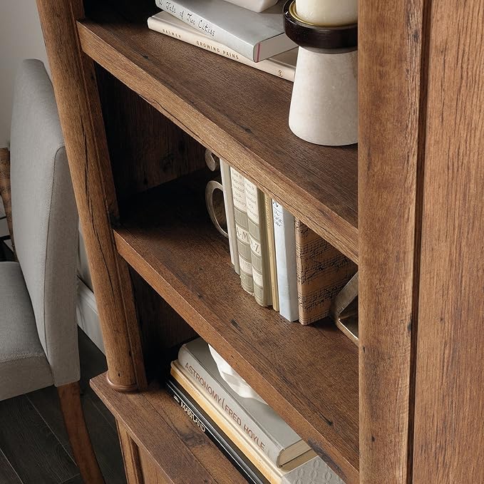 Sauder Palladia Bookcase with Doors, Multiroom Storage, Library Bookcase, Vintage Oak Finish