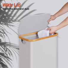 efluky Slim Laundry Hamper with Lid, Narrow Laundry Hamper with Removable Bag, Collapsible Dirty Clothes Basket with Handles for Bathroom, Bedroom & Laundry Room, 75L Light Grey