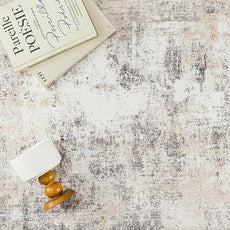 5x5 Washable Round Rug Beige Grey Abstract Living Room Bedroom Area Rug Neutral Modern Non Slip Soft Low Pile Indoor Carpet for Dining Room Office Entryway