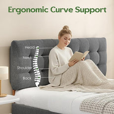 Tufted Upholstered King Headboard, King Size Headboard Only with Durable Solid Wood Legs, Modern Button Diamond Fabric Head Board with Adjustable Height from 39