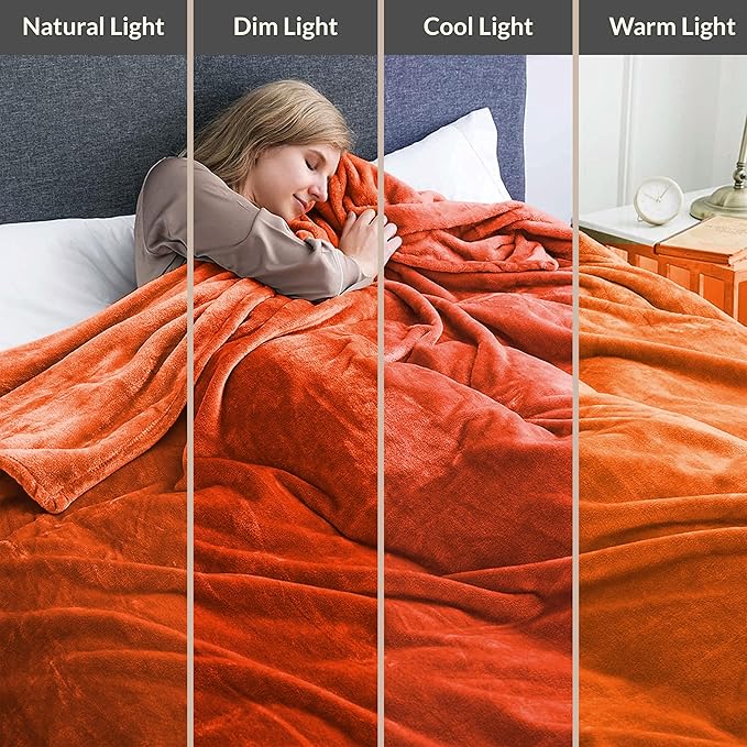 IR Imperial Rooms Fleece Blanket - Super Soft Fluffy Throw Blanket for Sofa and Bed - Warm and Cozy Lightweight 400 GSM Microfiber Bed Throws Blankets, 50 x 60 Inches (Throw/Travel, Rust)