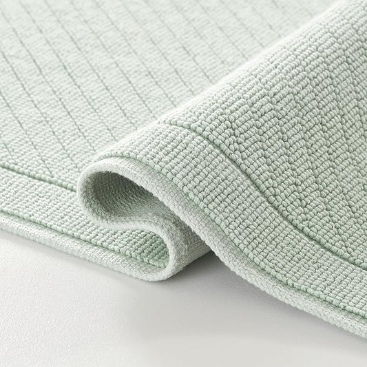 Arkwright 100% Cotton Bathroom Rug - High Absorbent Stylish Textured Woven Design Bath Mat, Slip Resistant Backing for Shower and Bathtub Floor, 20x32 in - Green