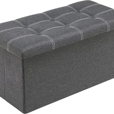 Youdesure Folding Storage Ottoman Bench, Footrest Couch for Living Room, 30 inch Storage Bench with Padded Seat for Bedroom Hallway, Holds up to 350lbs, Linen Fabric Grey