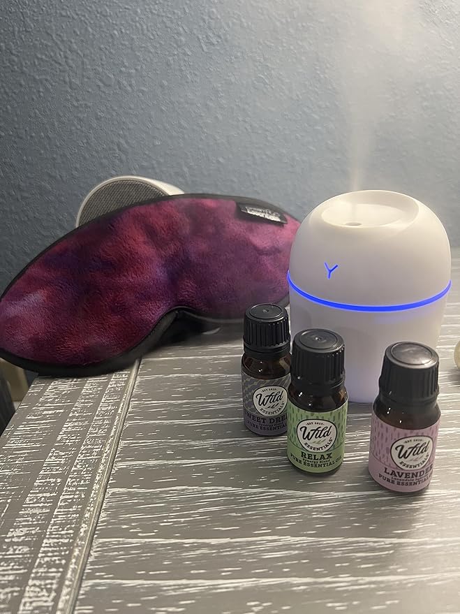 Wild Essentials 220ml Cool Mist Essential Oil Diffuser/Humidifier, Aromatherapy, Nightlight, Portable, USB Power, Auto Off, Room, Office, Car (Blue)