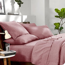 Bare Home Bed-in-A-Bag 7 Piece Comforter & Sheet Set - Queen - Goose Down Alternative - Ultra-Soft 1800 Premium - Bed Set - Cationic (Queen, Heathered Rosewood)