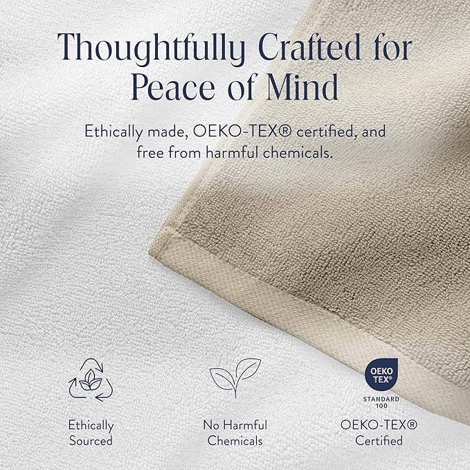 Brooklinen Super-Plush Turkish Cotton Washcloths - Set of 2 - Cotton, 820 GSM, Highly Absorbent, Machine Washable, Perfect for Home & Bathroom (13" x 13", Stone)