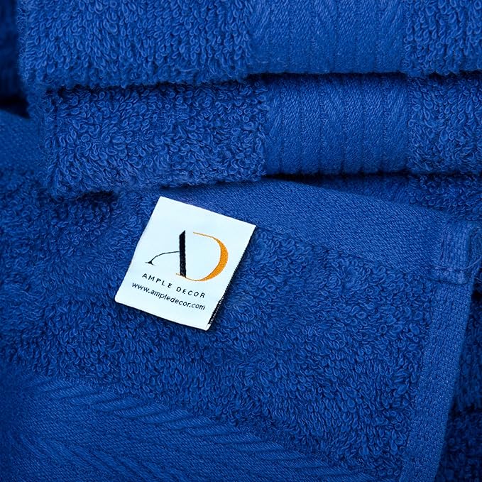 Ample Decor Wash Cloths Set of 50 12 X 12 Inch 100% Cotton 600 GSM, Soft Absorbent, Machine Washable Face Towels, Oeko Tex Certified Reusable Fingertip Towels for Bathroom, Hotel, Gym,Spa-Navy Blue