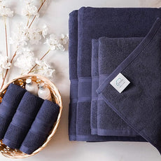 Luzia 8 Piece Bathroom Towel Set - 100% Turkish Cotton, Premium Quality - 2 Bath Towels 2 Hand Towels and 4 Washcloths (Navy Blue)
