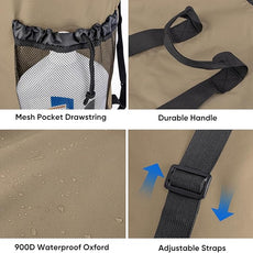 BALEINE 120L Laundry Bag Backpack, 900D Oxford Fabric Large Travel Laundry Bags with Shoulder Straps and 2 Mesh Pockets for College Dorm, Apartment, Laundromat (Khaki, 120L)