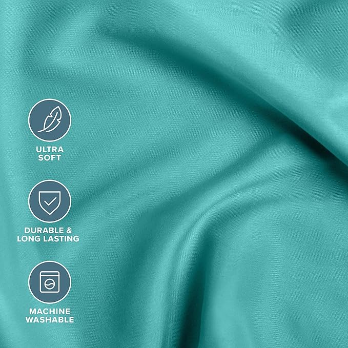Bare Home Bed-in-A-Bag 5 Piece Comforter & Sheet Set - Twin XL - Goose Down Alternative - Ultra-Soft 1800 Premium Bed Set (Twin XL, Turquoise/Turquoise)