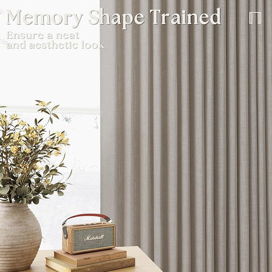 Burlywood Birch Linen Kitchen Curtains 45 Inches Long 2 Sets Basement Curtains for Small Window Pinch Pleated Back Tab Linen Blend Short Boho Semi Sheer Back Tab Cafe Drapes for Bay Windows 40x45