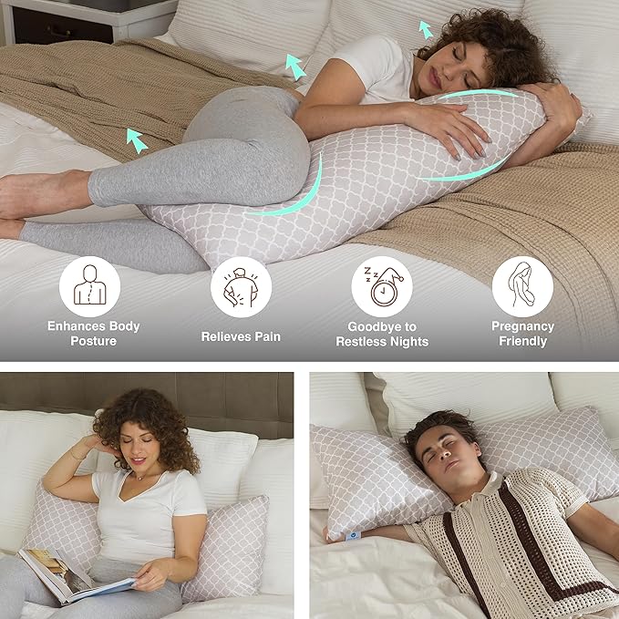 Pharmedoc Body Pillow, Pregnancy Pillows, Side Sleeper Pillow, Long, Memory Foam Pillow, Arabesque