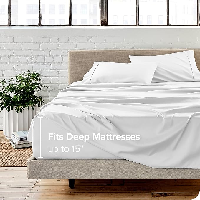 Bare Home Bed-in-A-Bag 7 Piece Comforter & Sheet Set - King - Goose Down Alternative - Ultra-Soft 1800 Premium Bedding Set (King, Grid - Grey/White Comforter Set, White Sheet Set)