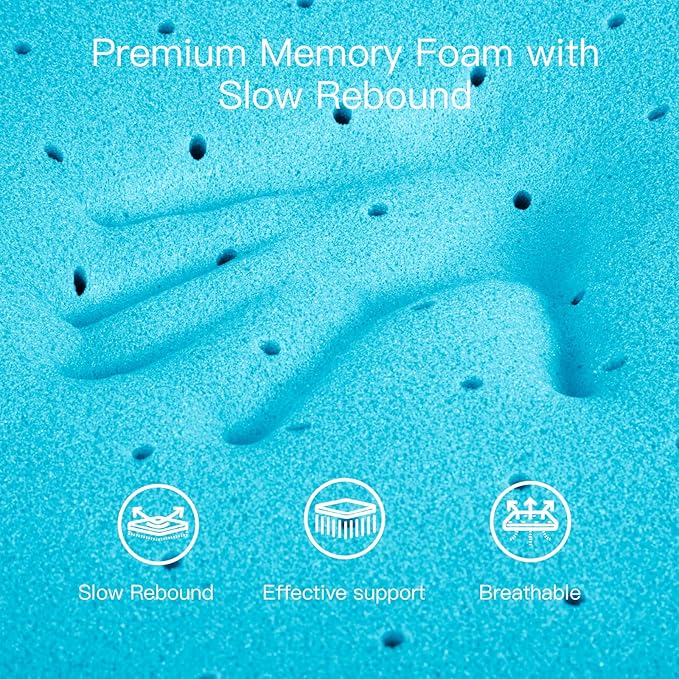 Airensky Memory Foam Mattress Topper Queen, Cooling Gel Infused High Density Topper with Removable Washable Cover, Bed Topper for Pressure Relief Back Pain, CertiPUR-US Certified, 3 Inch, 60"x80"