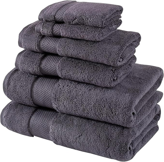 BAGNO MILANO Turkish Towels, Ultra Soft, Plush Luxury Turkih Cotton Bath Towels, Quick Dry Towel Set Made in Turkey (Charcoal, 6 Pcs Towel Set)